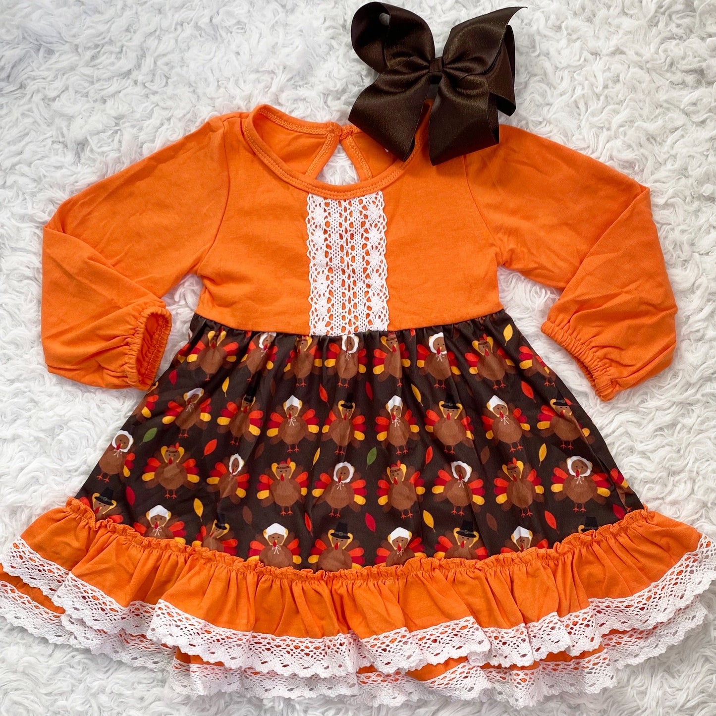 Thanksgiving Day Ruffle Lace Dress