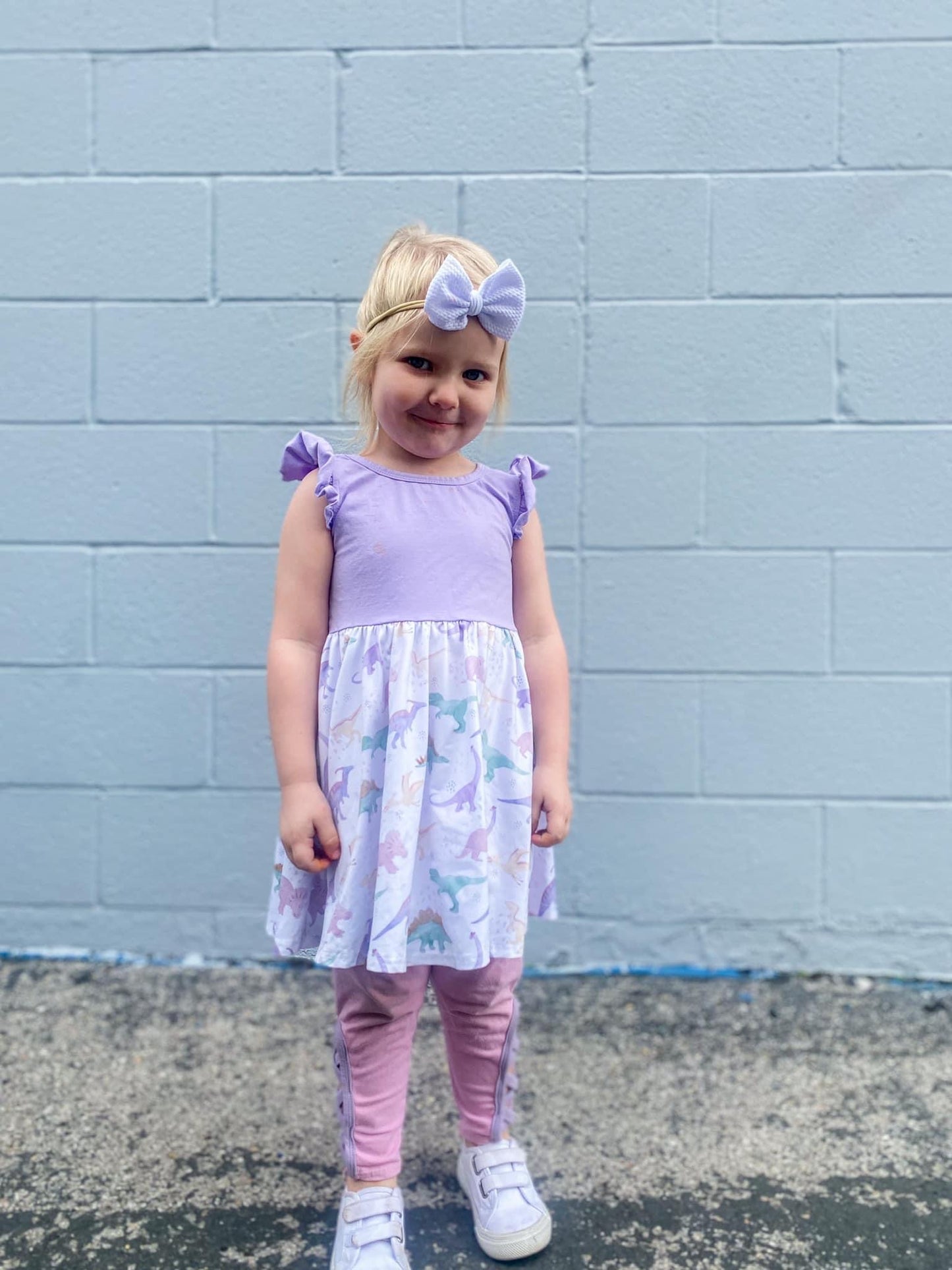 Purple Neutral Dinos Cross Back Dress
