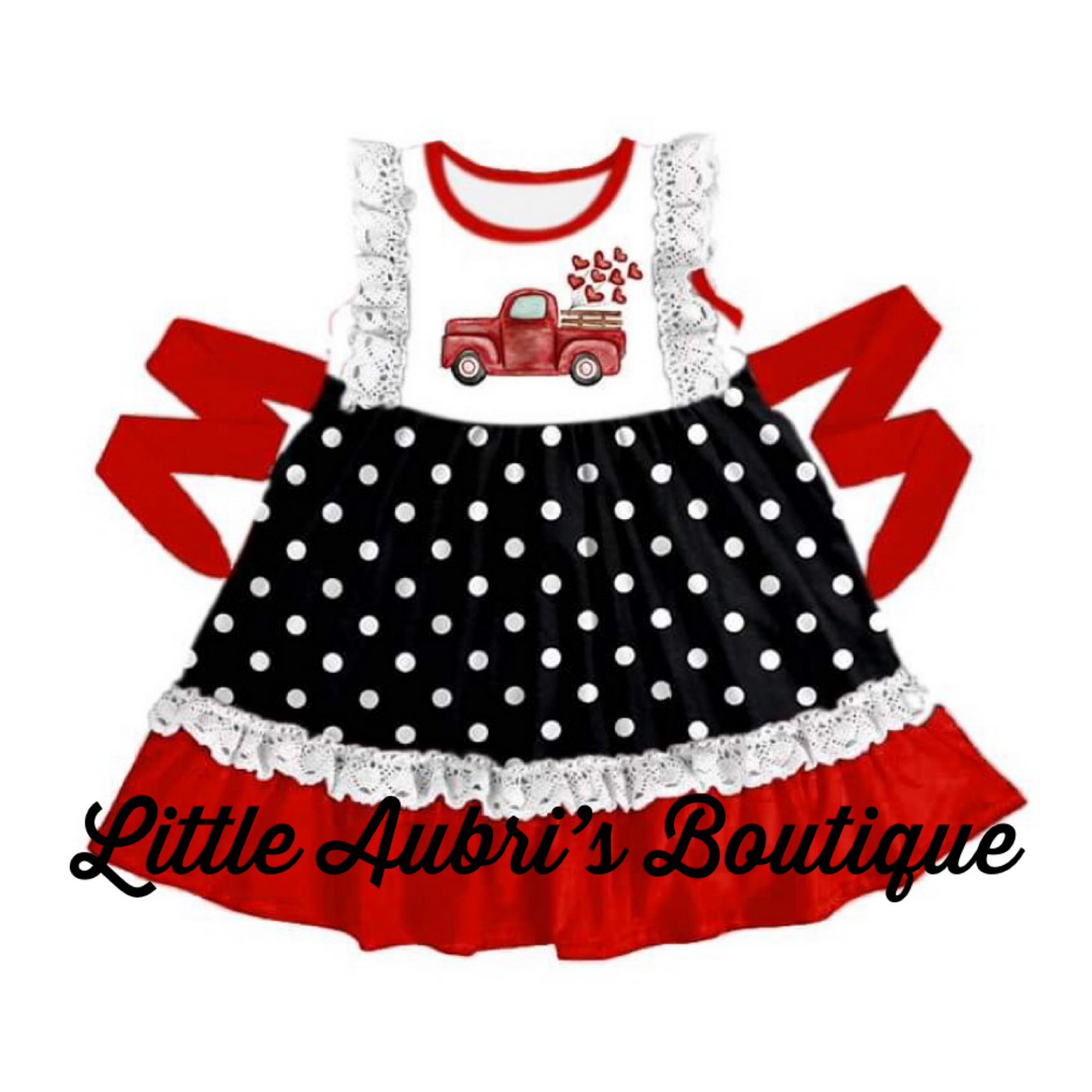 Vintage Truck of Love Lace Ruffle Dress