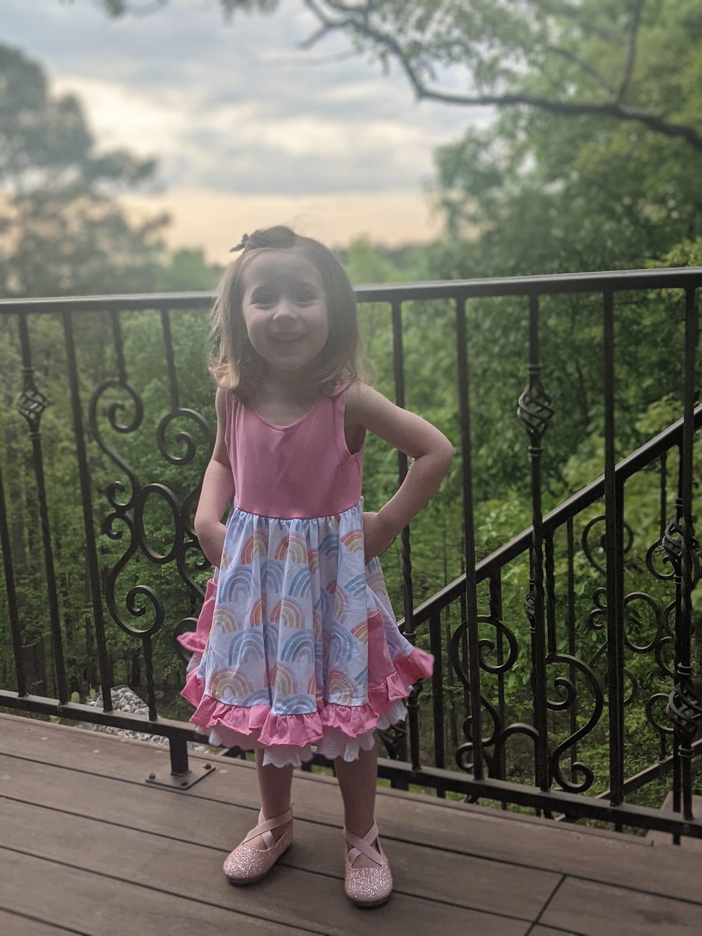 Pastel Rainbows Button Dress