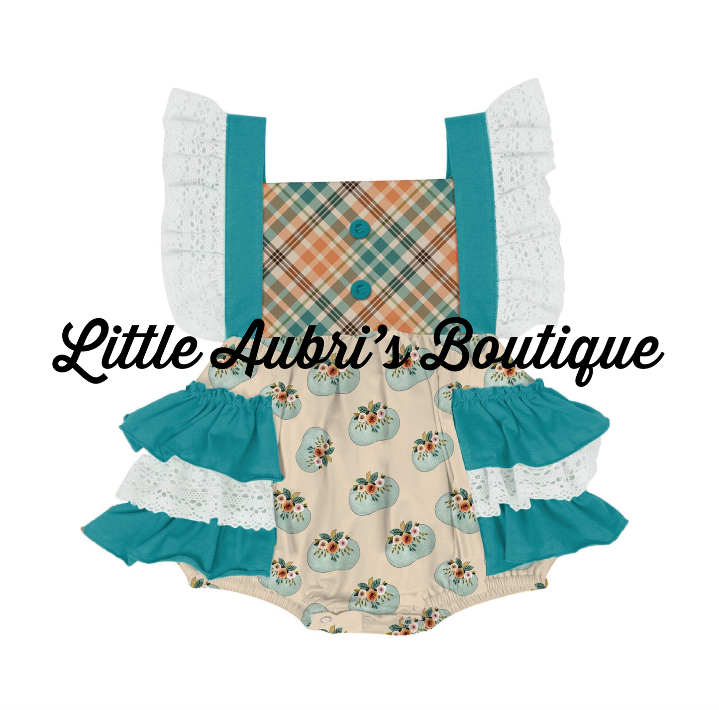 Field of Pumpkins Ruffle Lace Romper