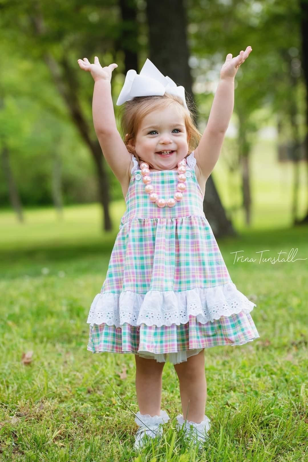 Pastel Plaid Lace Dress