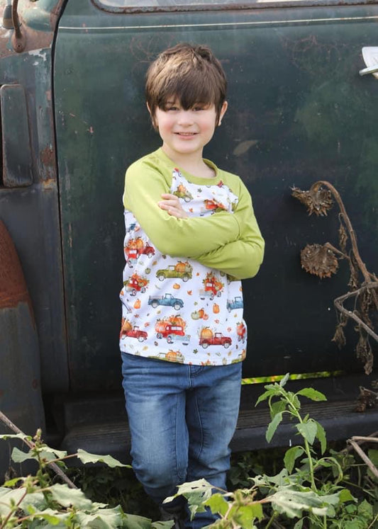 Pumpkin Trucks Long Sleeve Pocket Raglan