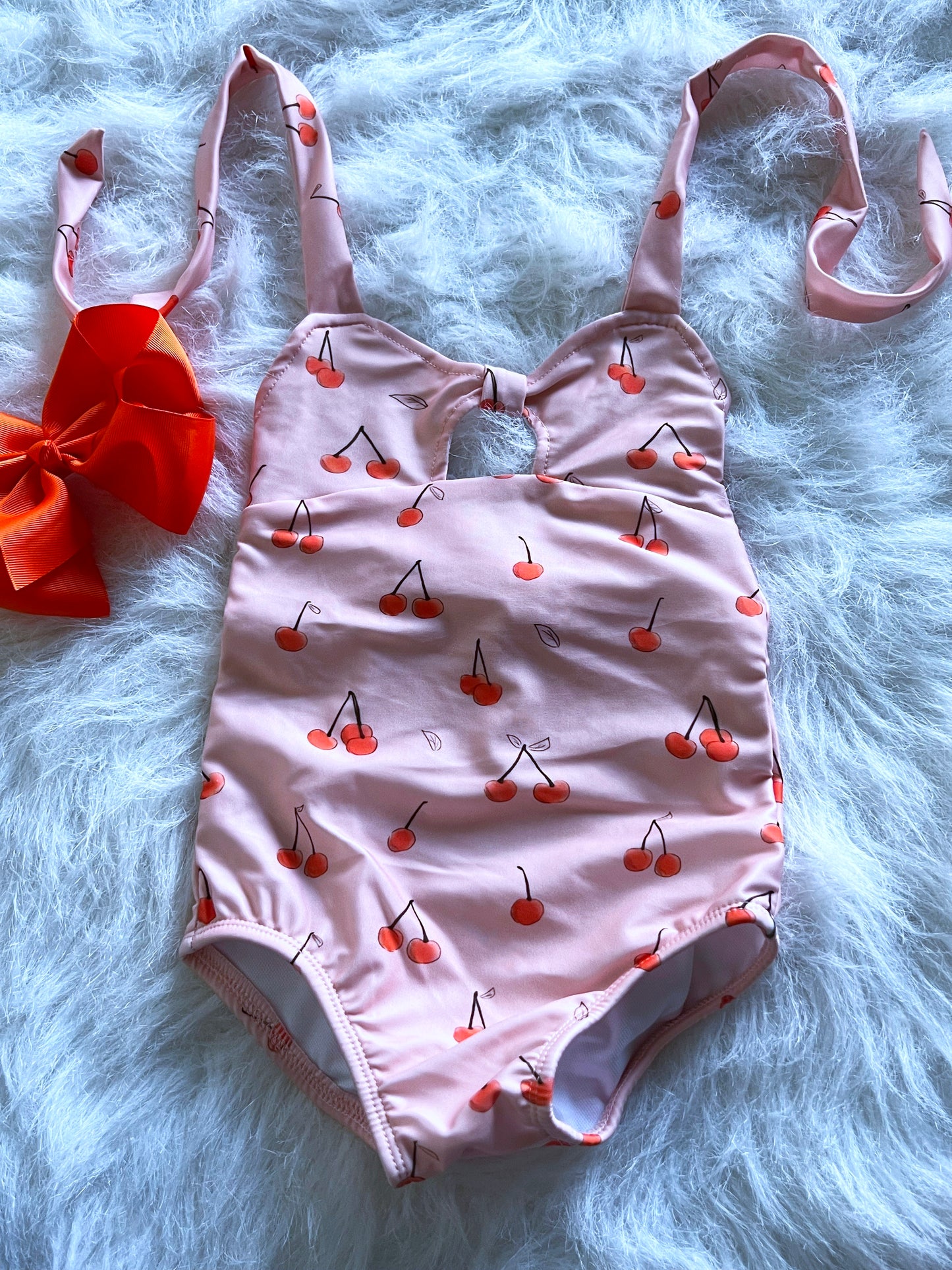 Retro Cherry Tie Front One Piece Swimsuit