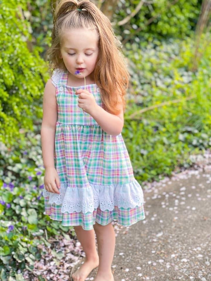 Pastel Plaid Lace Dress