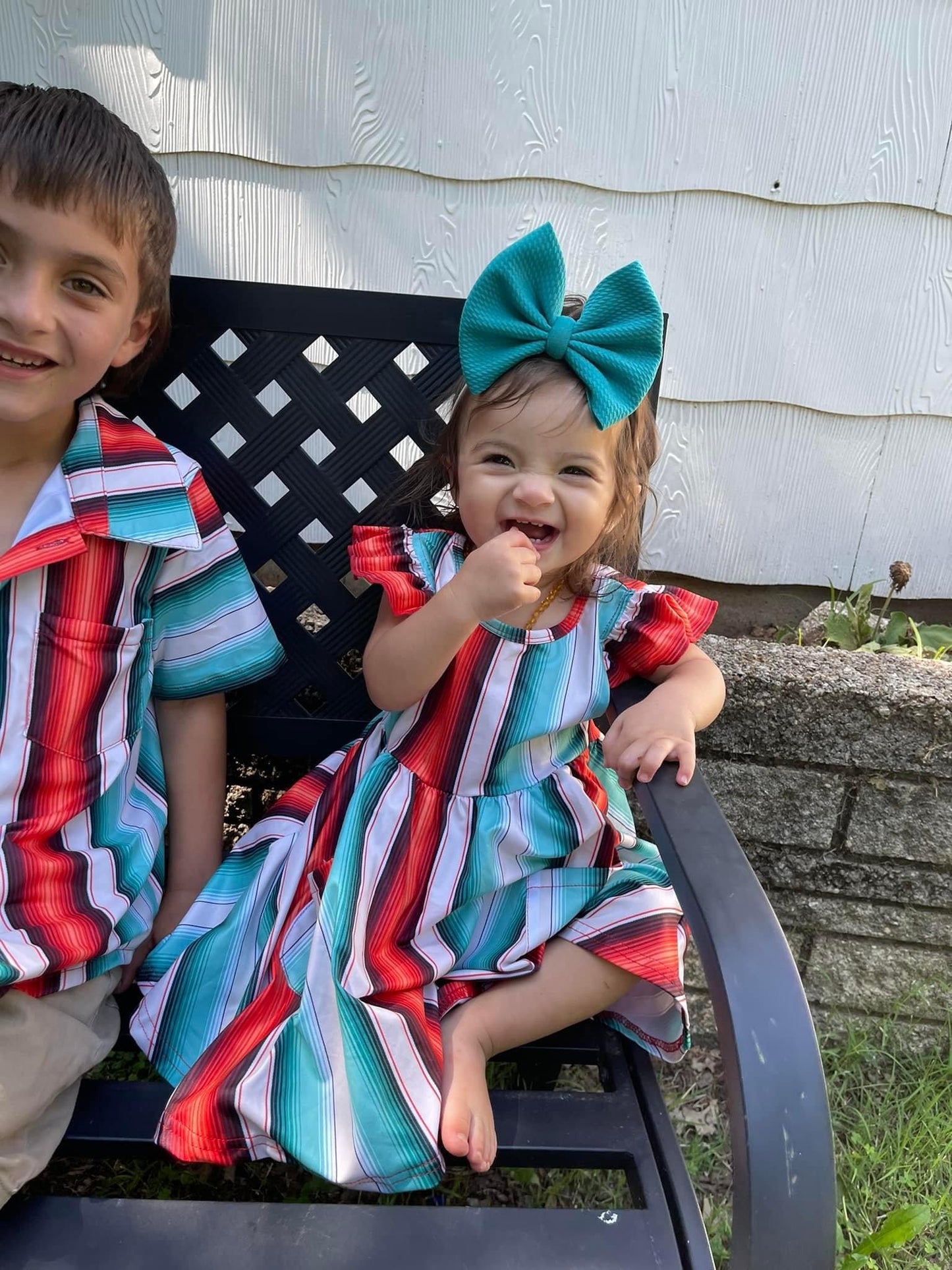 Blue Serape Pocket Twirl Dress