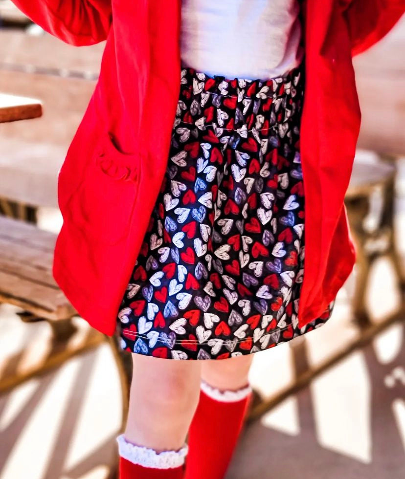 Red Ruffle Pocket Cardigan