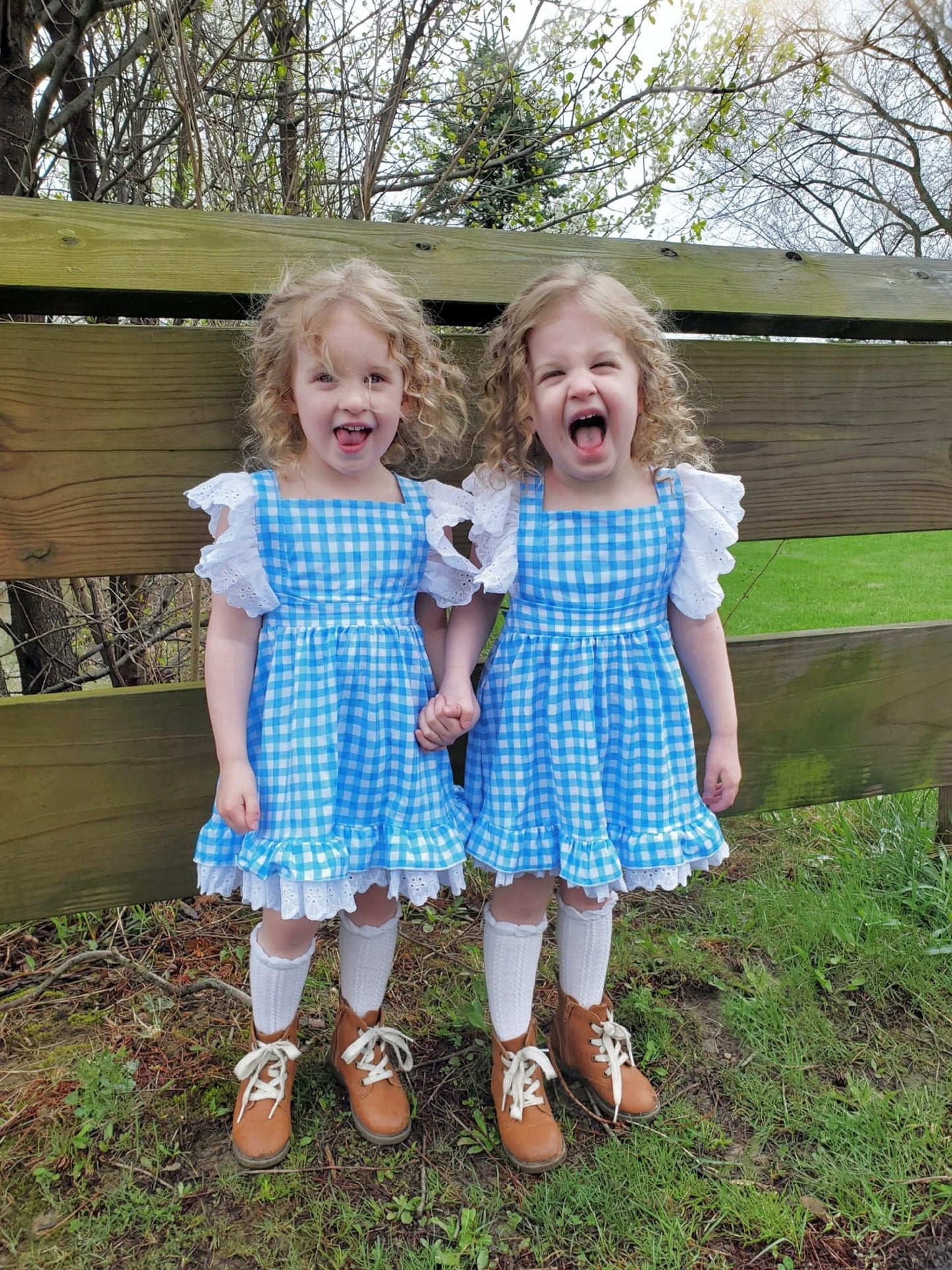 Blue Gingham Lace Dress