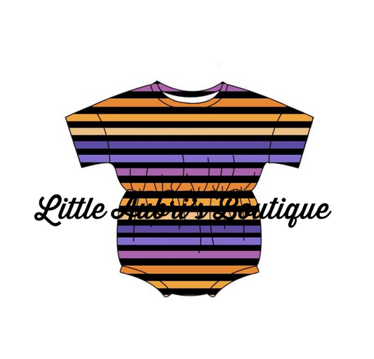 Halloween Stripes Cinched Romper