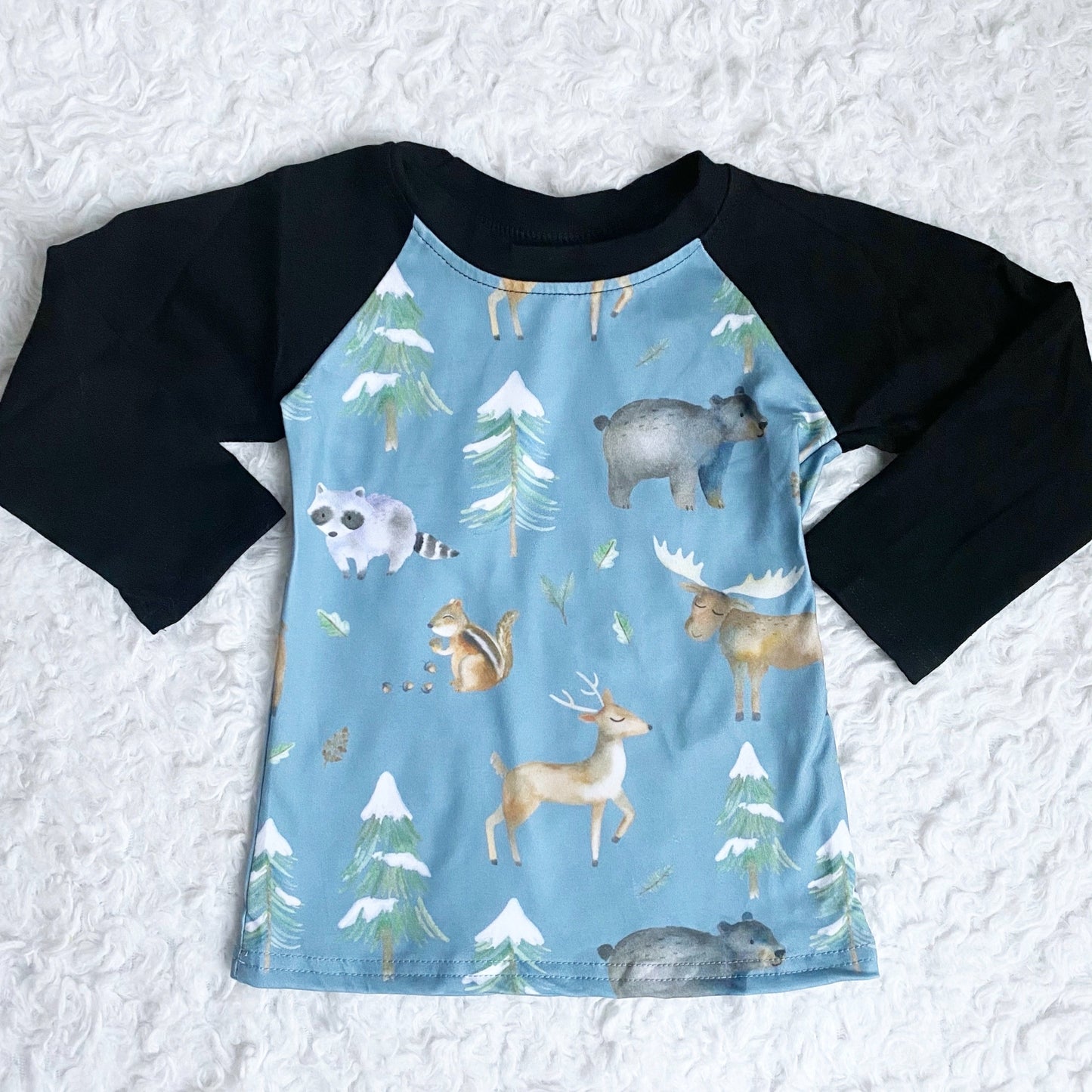 Blue Woodland Animals Raglan
