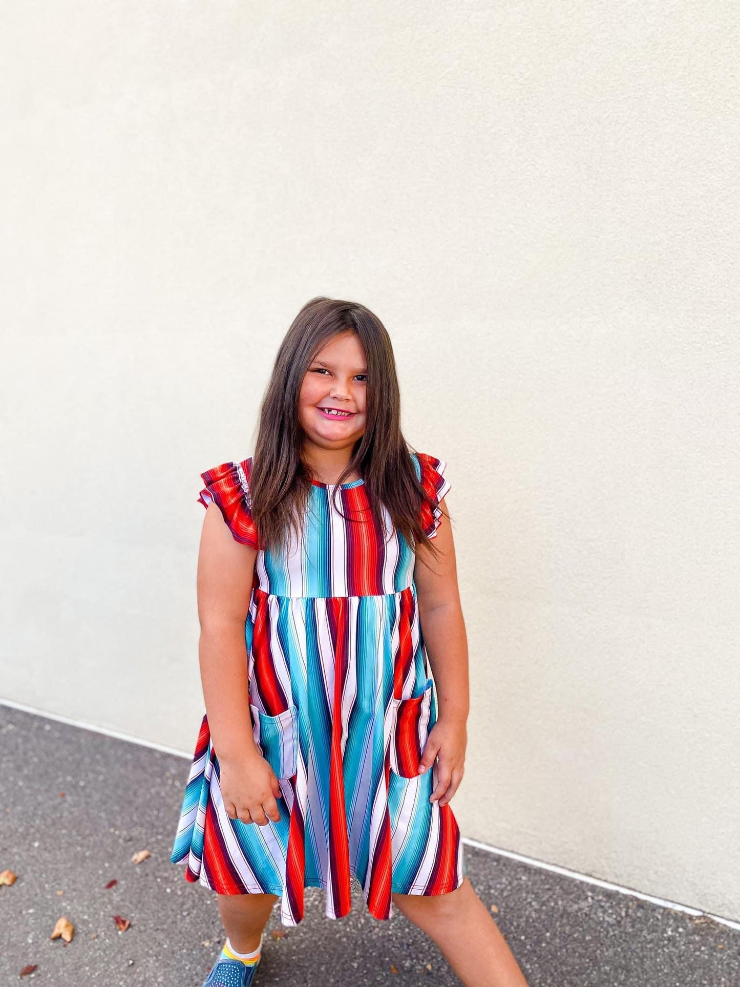 Blue Serape Pocket Twirl Dress