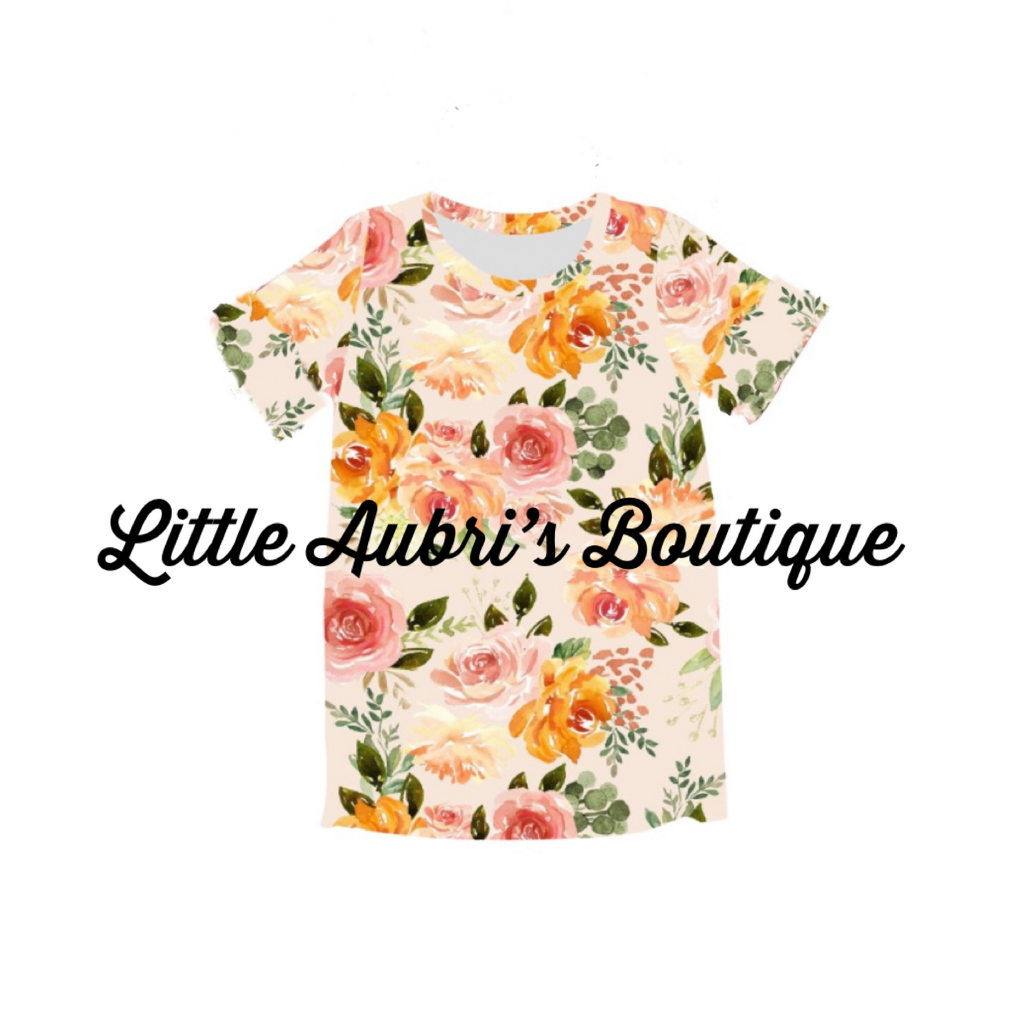 Mommy Orange Pink Floral T Shirt Dress