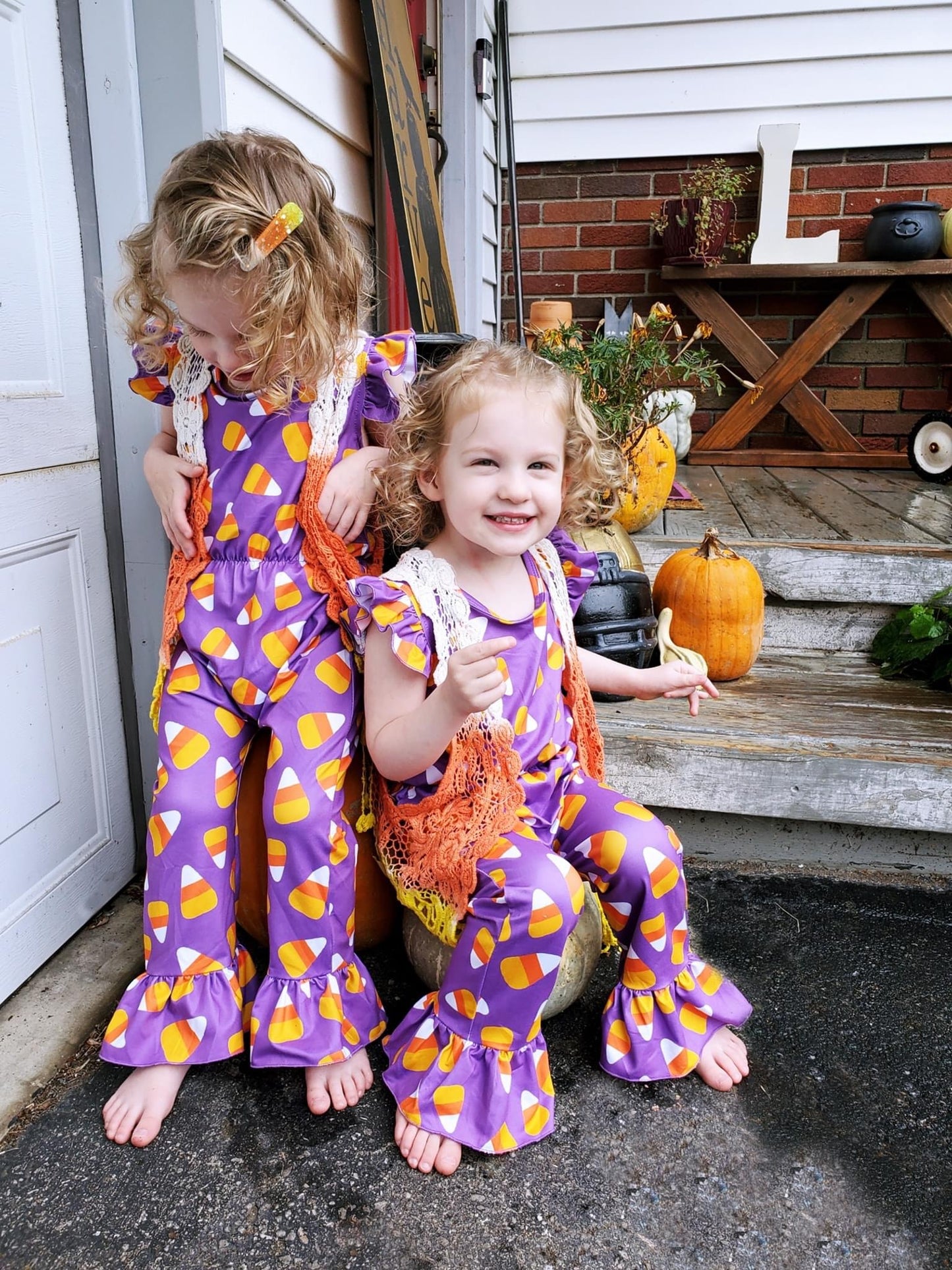 Purple Candy Corn Flutter Jumpsuit