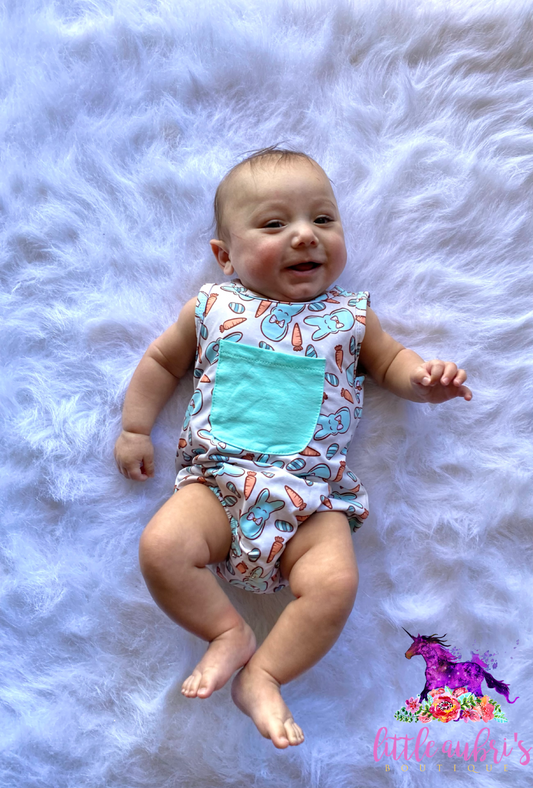 Blue Bunnies Pocket Romper
