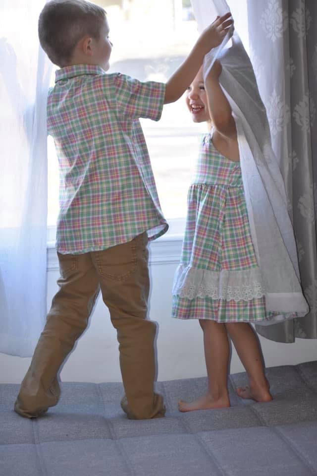 Pastel Plaid Lace Dress