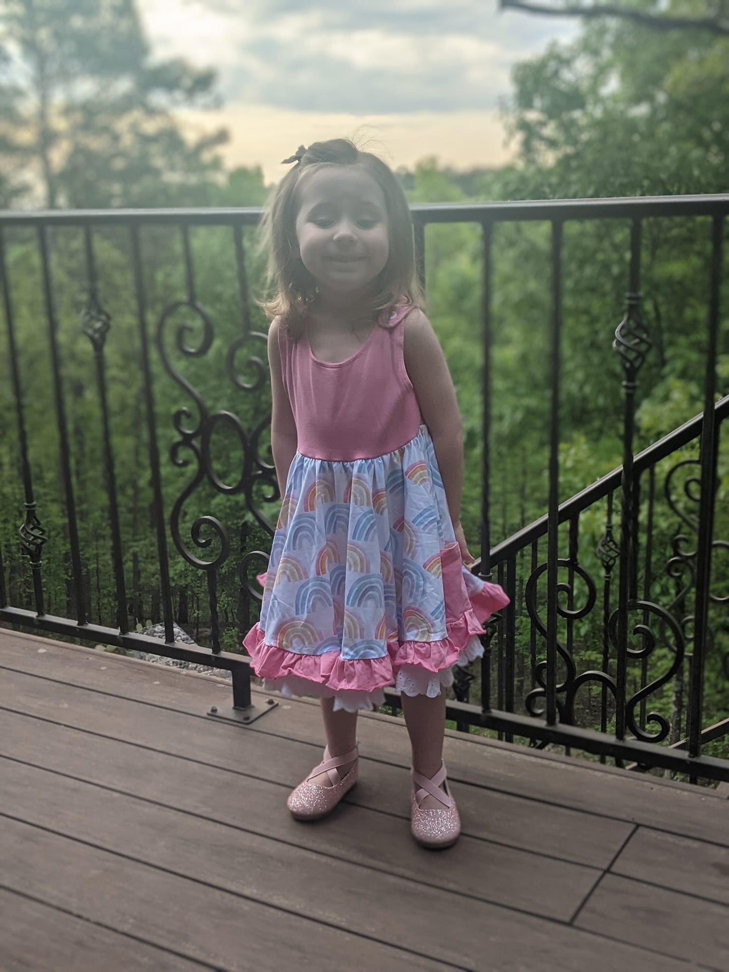 Pastel Rainbows Button Dress