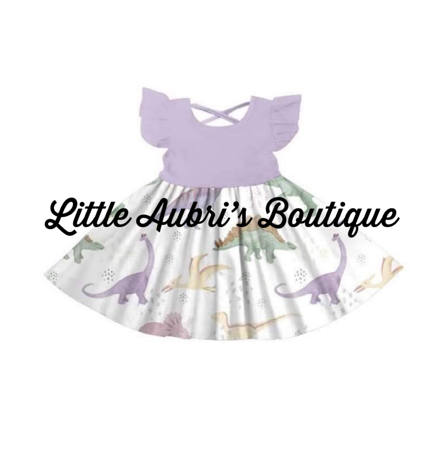 Purple Neutral Dinos Cross Back Dress