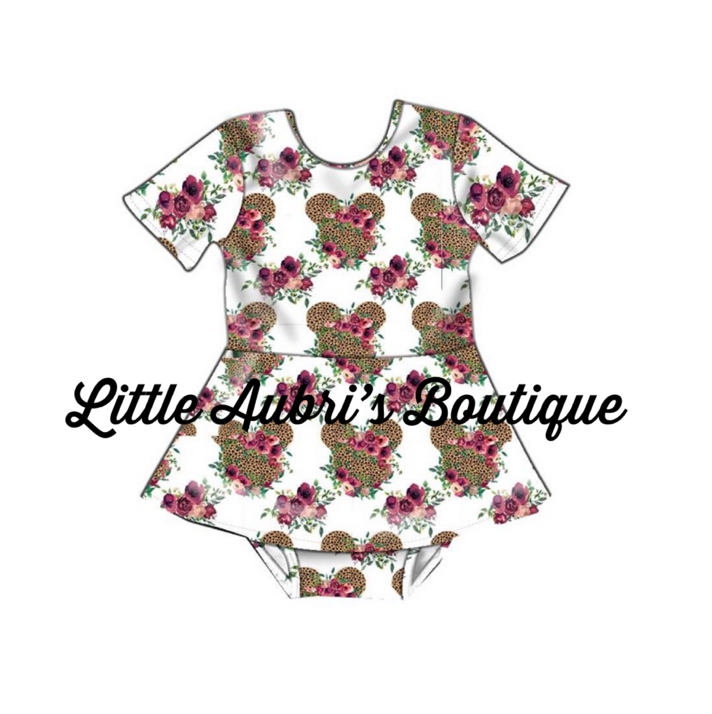 Leopard Floral Mouse Skirted Leotard