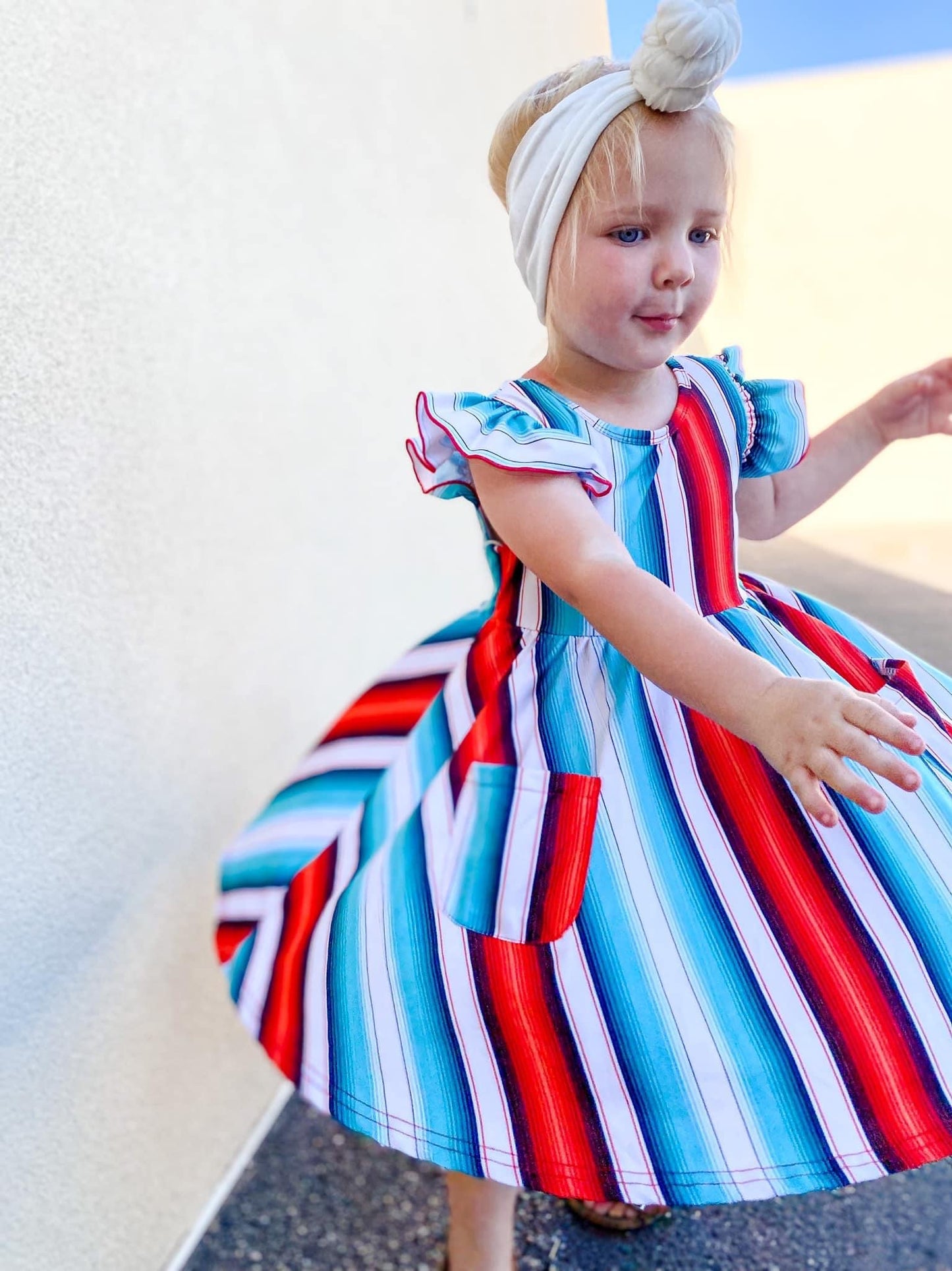 Blue Serape Pocket Twirl Dress