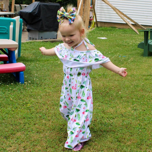 Tropical Flamingo Tie Jumpsuit