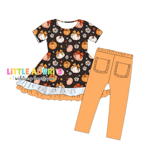 PUMPKIN BOW Lace Tunic + Leggings Set (*SHIPS EARLY SEPT)