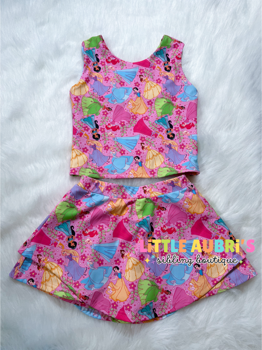 FIT FOR A PRINCESS Athletic Crop Skort Set (*SHIPS LATE AUGUST)