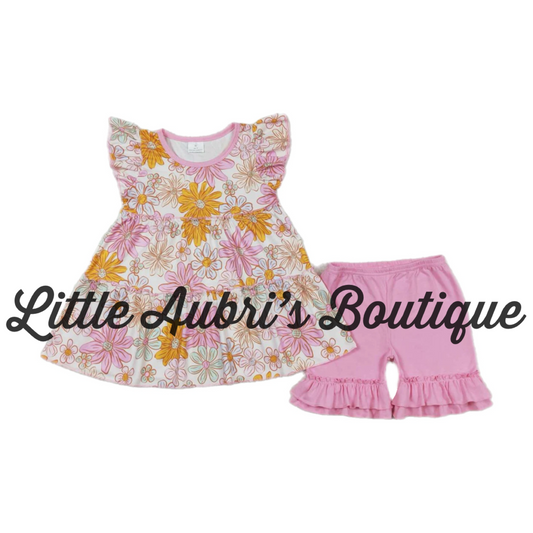 Pink Floral Ruffle Short Set ETA Early May