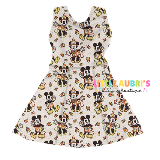 Adult CANDY CORN MOUSE Athletic Dress + Detached Shorts Set (*SHIPS END SEPT)
