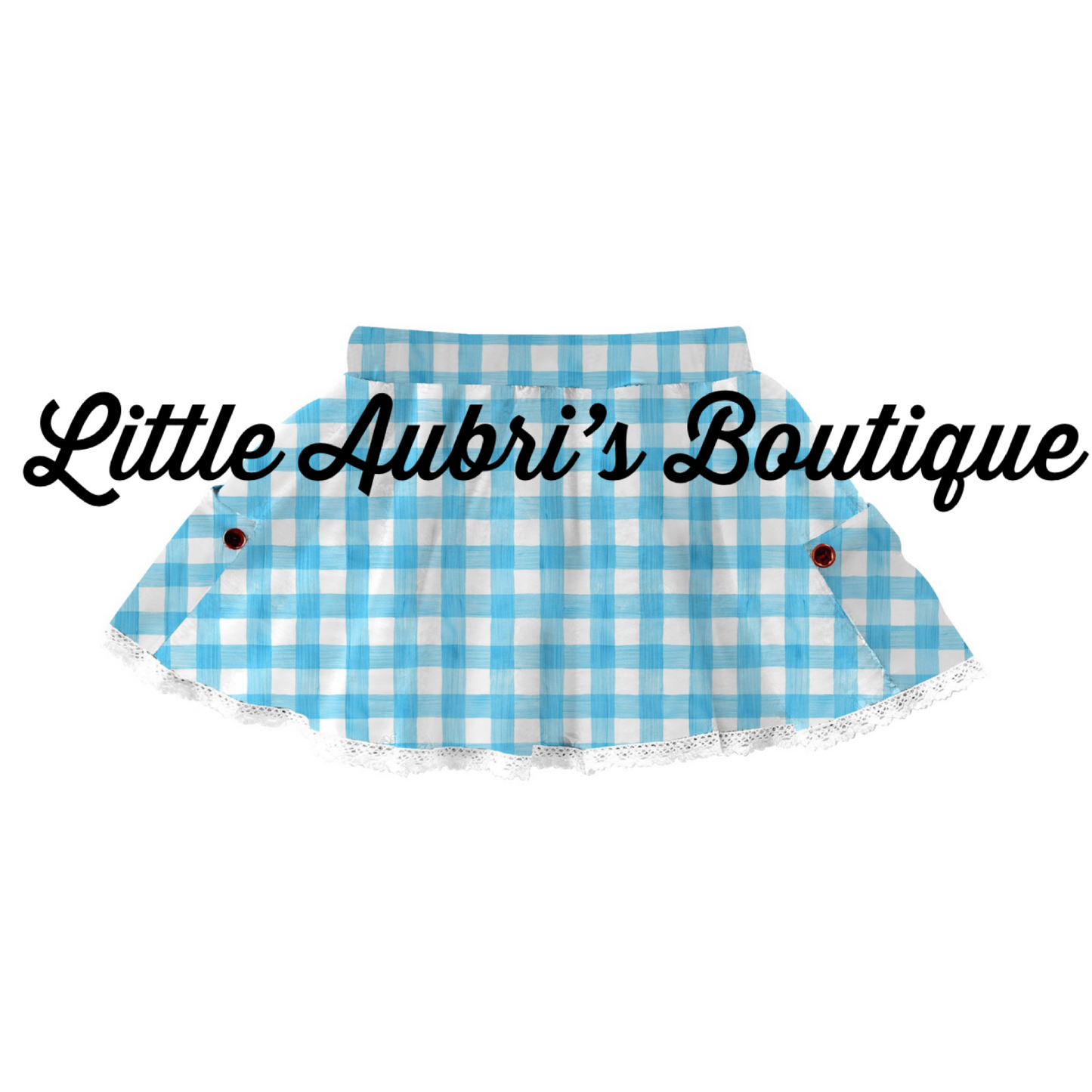 PREORDER Blue Gingham Lace Pocket Skirt with Built in Shorts CLOSES 11/24