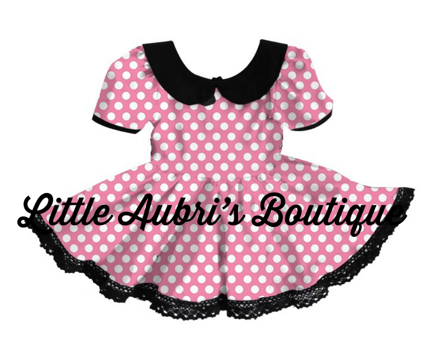 PREORDER Vintage Pink Polka Dot Collar Lace Dress CLOSES 6/9