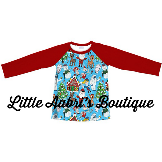 Red Nosed Reindeer Long Sleeve Raglan