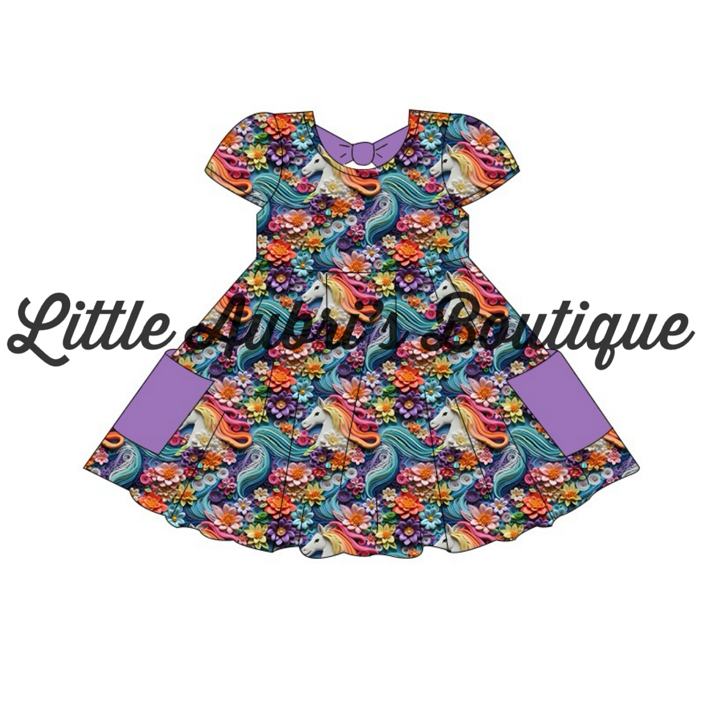 PREORDER 3D Unicorn Pocket Bow Back Dress CLOSES 4/5