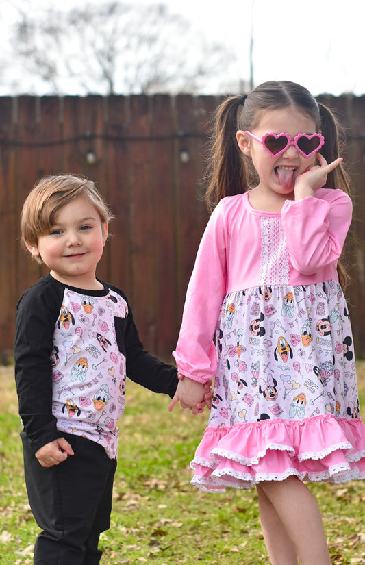 Cupid Mouse and Friends Long Sleeve Lace Dress