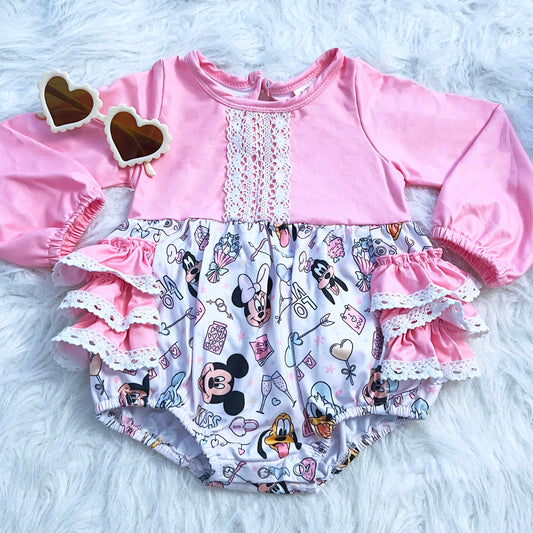 Cupid Mouse and Friends Lace Ruffle Bum Romper