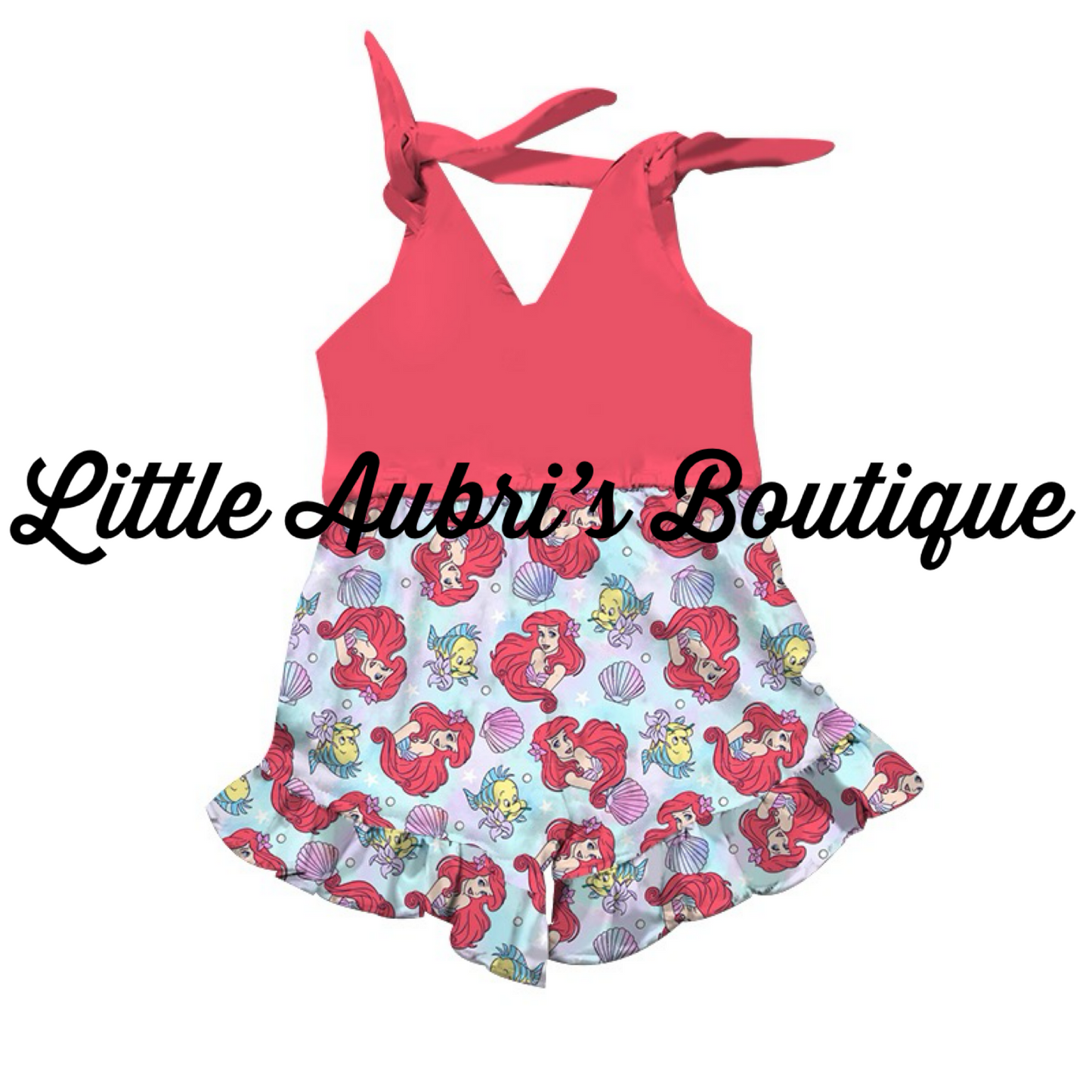 Under the Sea Tie Shorts Romper