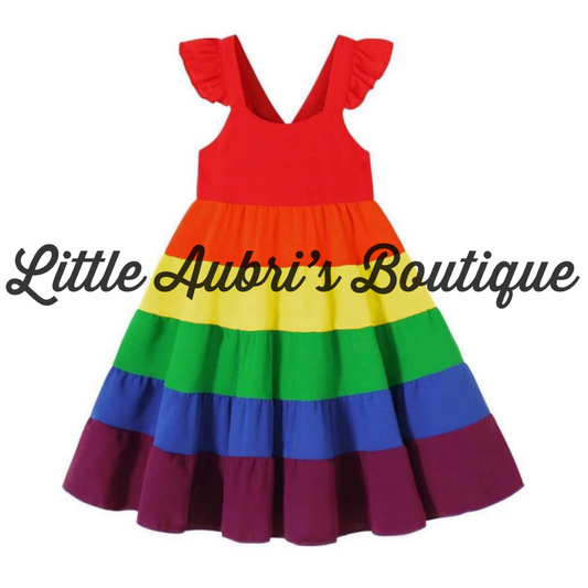 PREORDER Rainbow Tiered Ruffle Dress CLOSES 4/5