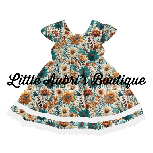 PREORDER Teal Rust Floral Lace Dress CLOSES 6/3