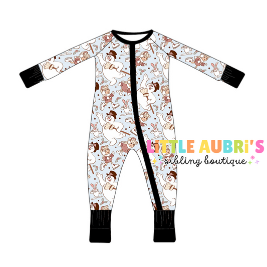 SNOWMAN Zip Bamboo Jammies (*SHIPS LATE OCT)
