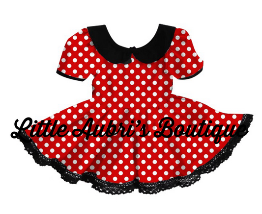PREORDER Vintage Red Polka Dot Collar Lace Dress CLOSES 6/9