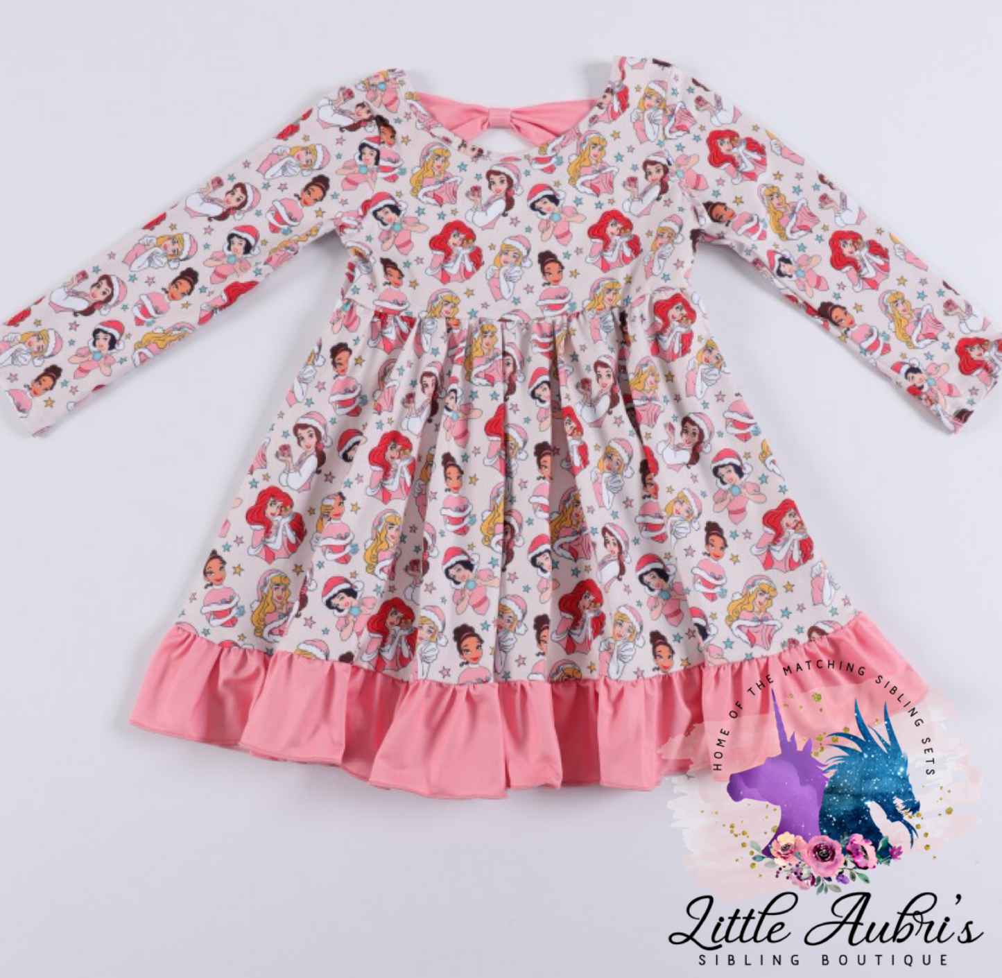 Christmas Princess Bow Back Ruffle Dress