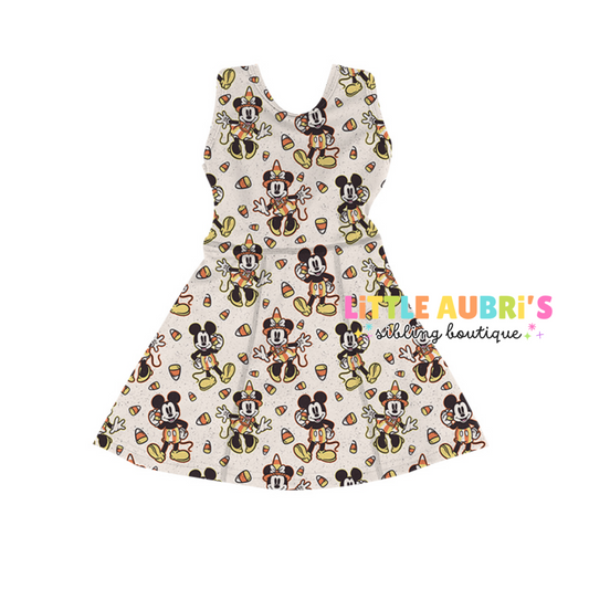 CANDY CORN MOUSE Athletic Dress + Detached Shorts Set (*SHIPS END SEPT)