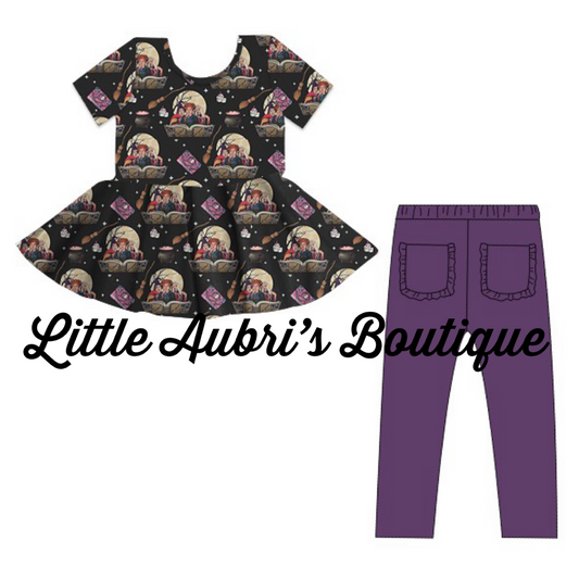 PREORDER Witch Sisters Peplum and Ruffle Bum Leggings Set CLOSES 6/27