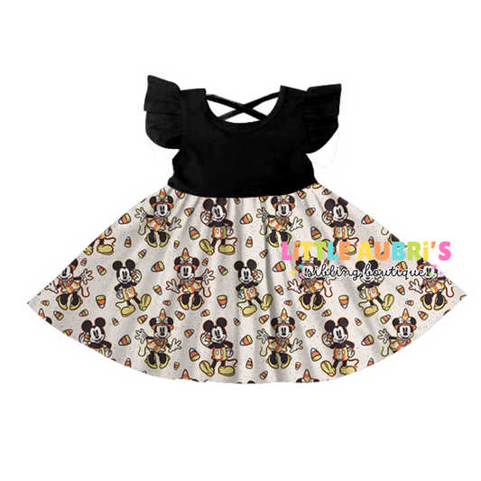 CANDY CORN MOUSE Cross Back Twirl Dress (*SHIPS END SEPT)