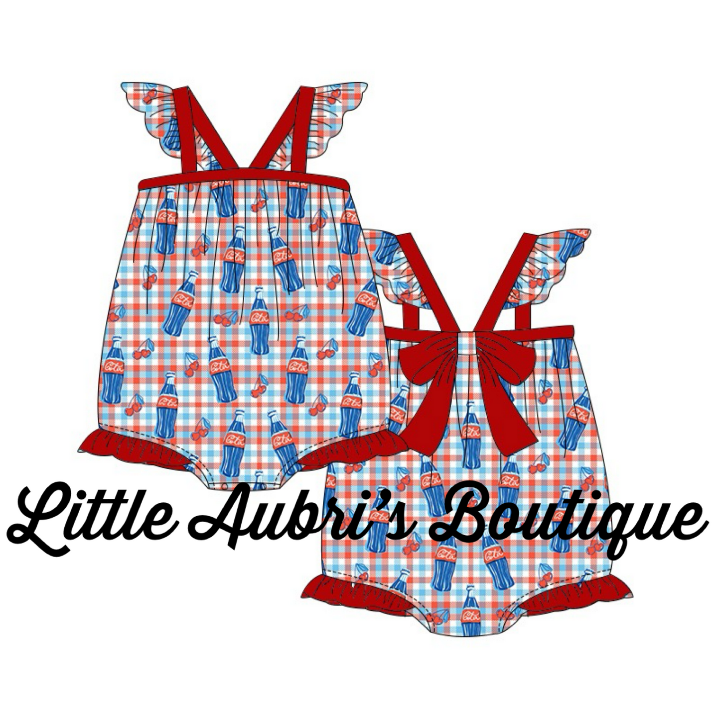 PREORDER Cherry Cola Ruffle Bow Back Romper CLOSES 2/2