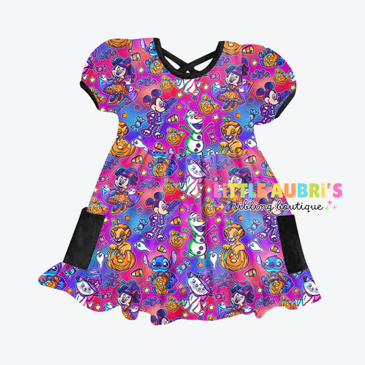 BOO BASH FRIENDS Cross Back Pocket Dress (*SHIPS END SEPT)