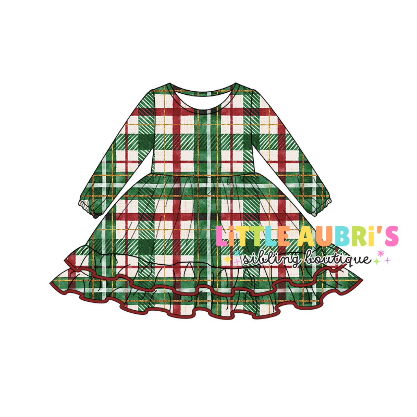 HOLIDAY PLAID Tie Back Bow Dress (*SHIPS MID OCT)