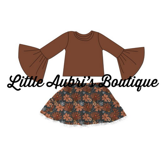 PREORDER Floral Turkey Bell Sleeve Top and Skort Set CLOSES 6/30