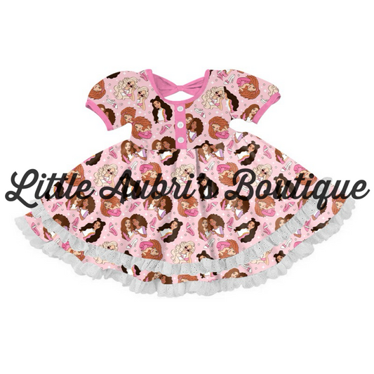 PREORDER #1004 Barbie Girl Lace Bow Back Dress CLOSES 3/22
