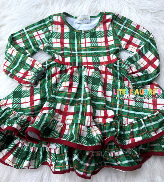 HOLIDAY PLAID Tie Back Bow Dress