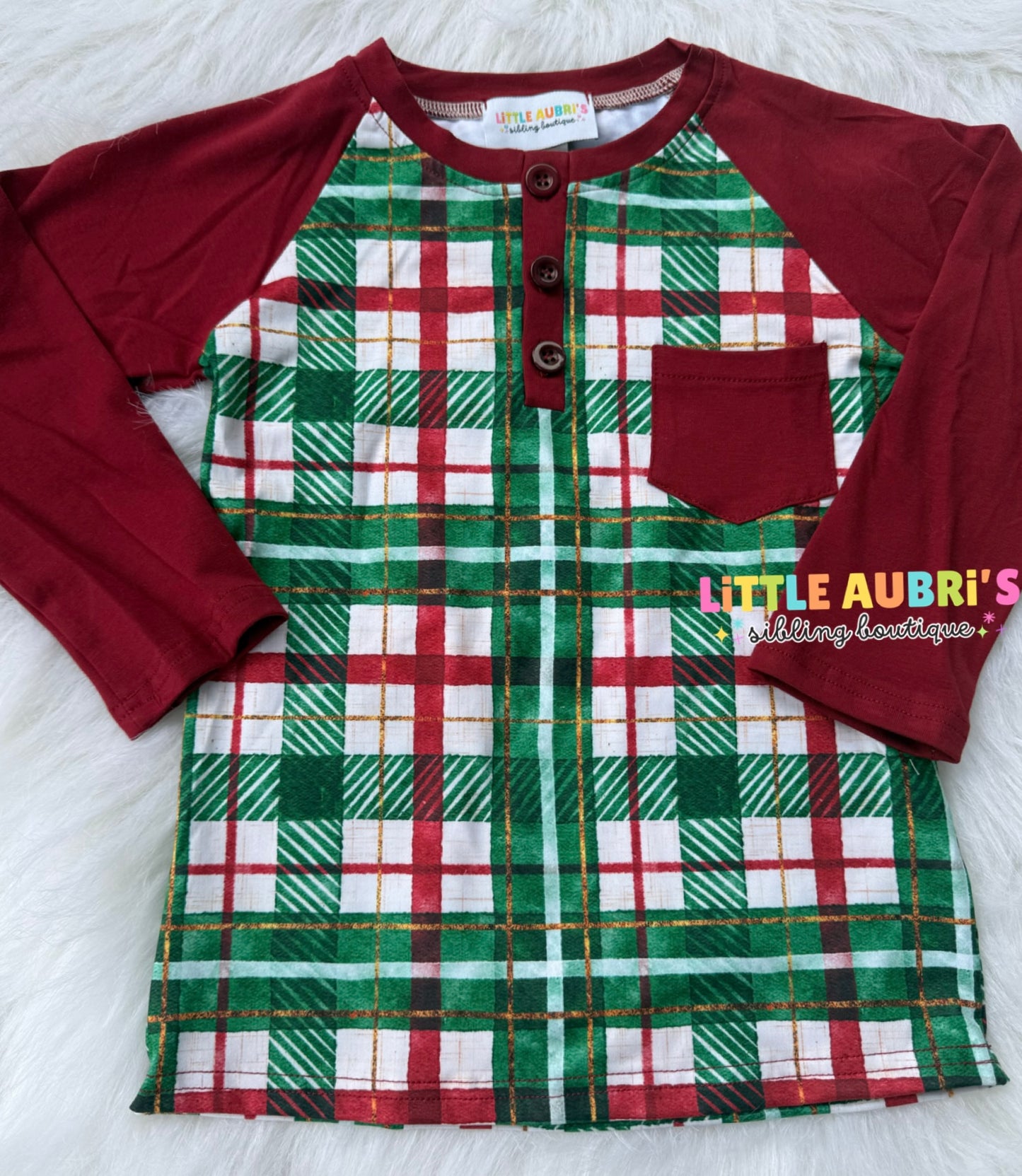 HOLIDAY PLAID Pocket Henley